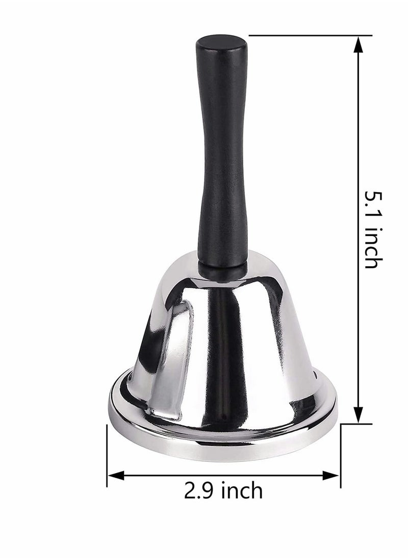 Excefore Loud Hand Bell, Silver Steel Hand Bells for Adults, Dinner Bells for Inside Classroom Bell, for Food Line, Alarm, Jingles, Ringing  - Image 5