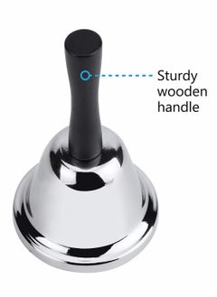 Excefore Loud Hand Bell, Silver Steel Hand Bells for Adults, Dinner Bells for Inside Classroom Bell, for Food Line, Alarm, Jingles, Ringing  - Image 4