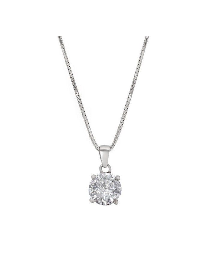 ZAVYA 925 Sterling Silver Rhodium Plated Necklace with Solitaire Pendant for Women | Stylish Silver Jewellery | Gift for Women and Girls | With Certificate of Authenticity and 925 Hallmark - Image 1