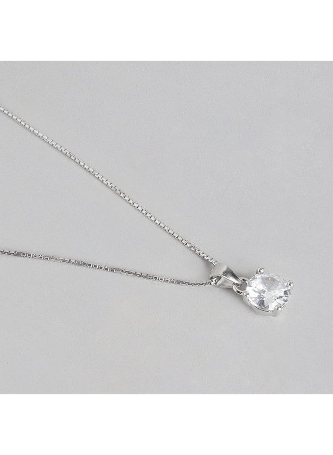 ZAVYA 925 Sterling Silver Rhodium Plated Necklace with Solitaire Pendant for Women | Stylish Silver Jewellery | Gift for Women and Girls | With Certificate of Authenticity and 925 Hallmark - Image 5