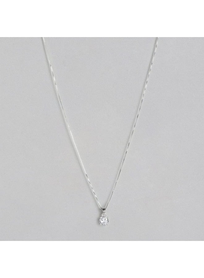 ZAVYA 925 Sterling Silver Rhodium Plated Necklace with Solitaire Pendant for Women | Stylish Silver Jewellery | Gift for Women and Girls | With Certificate of Authenticity and 925 Hallmark - Image 4