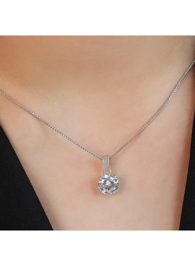 ZAVYA 925 Sterling Silver Rhodium Plated Necklace with Solitaire Pendant for Women | Stylish Silver Jewellery | Gift for Women and Girls | With Certificate of Authenticity and 925 Hallmark - Image 3