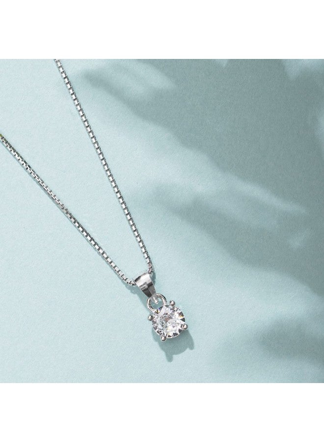 ZAVYA 925 Sterling Silver Rhodium Plated Necklace with Solitaire Pendant for Women | Stylish Silver Jewellery | Gift for Women and Girls | With Certificate of Authenticity and 925 Hallmark - Image 2