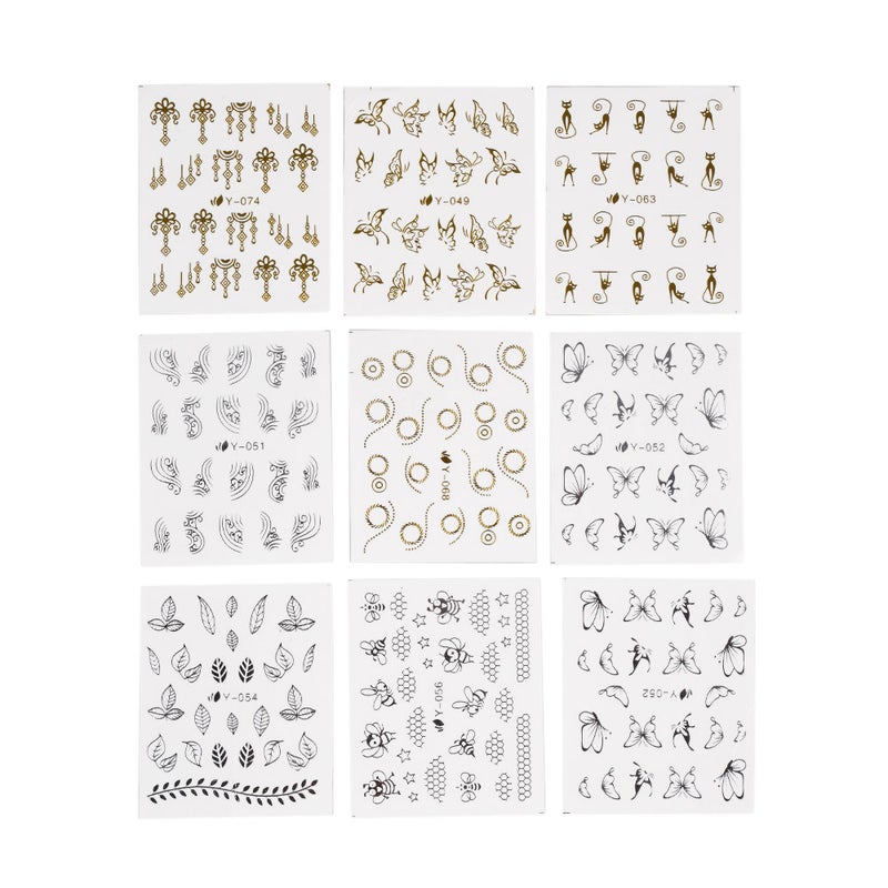 30 Sheets Fashion 3D Gold / Silver Designs Nail Sticker Water Transfer Nail Decals Nail Paper Tip Beauty DIY - Image 4