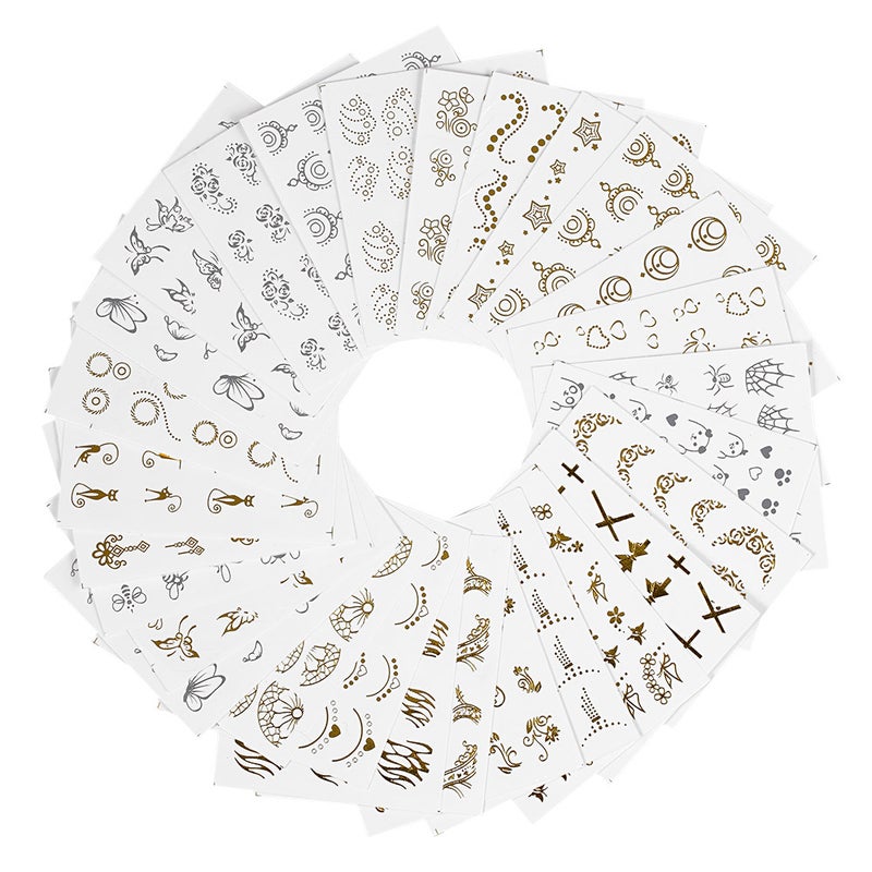 30 Sheets Fashion 3D Gold / Silver Designs Nail Sticker Water Transfer Nail Decals Nail Paper Tip Beauty DIY - Image 1