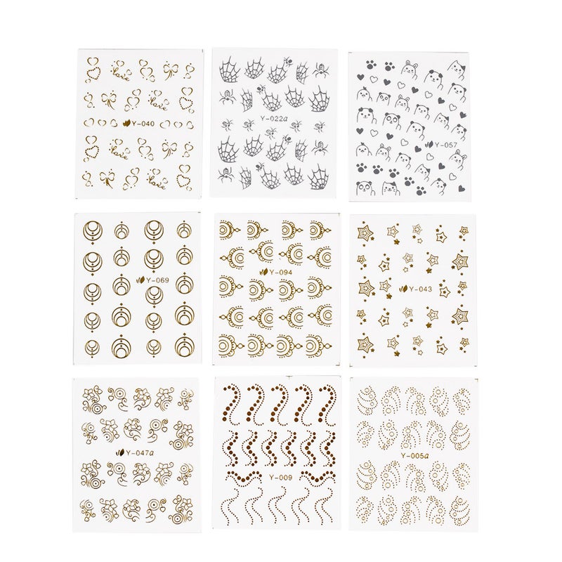 30 Sheets Fashion 3D Gold / Silver Designs Nail Sticker Water Transfer Nail Decals Nail Paper Tip Beauty DIY - Image 3