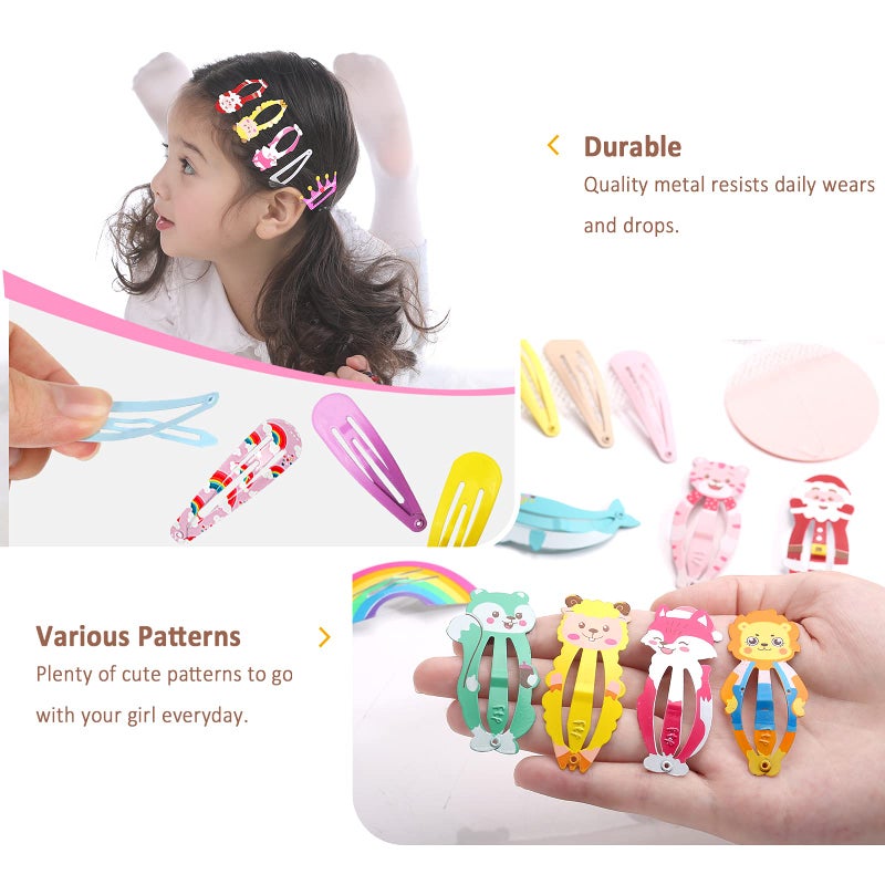 Funtopia Hair Clips, Funtopia 100 Pcs Cute Snap Clips Barrettes for Women Teens Girls Kids, Colorful No Slips Metal Fruit Animal Hair Clips for Birthday Party Christmas Gift - Image 3