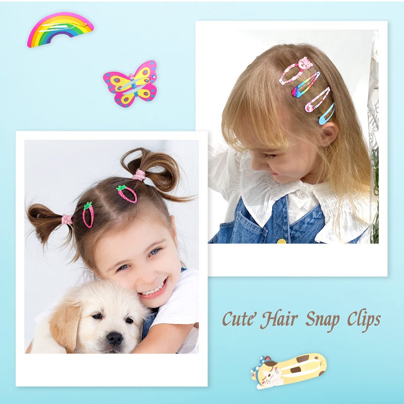 Funtopia Hair Clips, Funtopia 100 Pcs Cute Snap Clips Barrettes for Women Teens Girls Kids, Colorful No Slips Metal Fruit Animal Hair Clips for Birthday Party Christmas Gift - Image 4