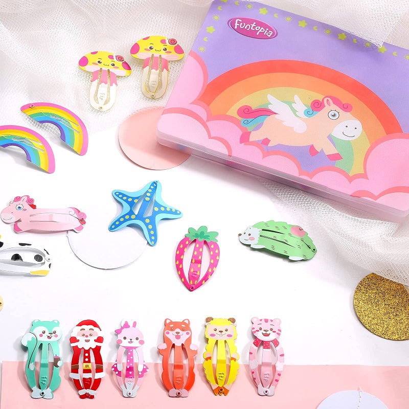 Funtopia Hair Clips, Funtopia 100 Pcs Cute Snap Clips Barrettes for Women Teens Girls Kids, Colorful No Slips Metal Fruit Animal Hair Clips for Birthday Party Christmas Gift - Image 5