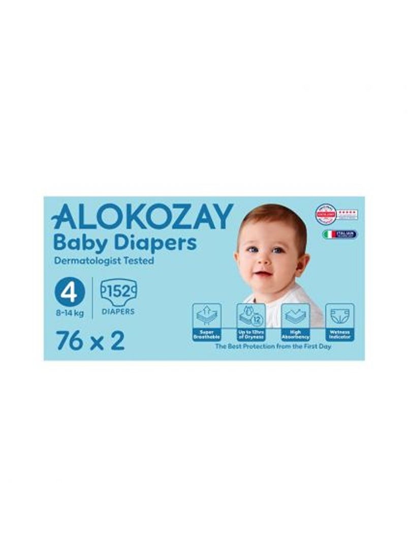 Alokozay Premium Baby Diapers - Size 4 8-14 Kg 2 x 76 Diapers  - Image 1