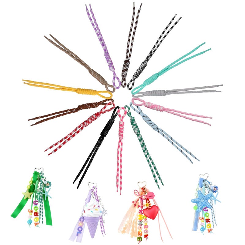 Asofelk 14 Pieces Colorful Paracord Keychain Bag Charms, Braided Rope Key Chain Backpack Handbag Decoration Accessories Paracord Bag Rope Keychain for Purse - Image 1