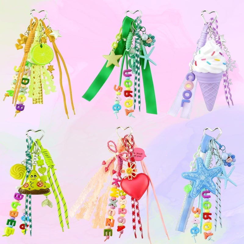 Asofelk 14 Pieces Colorful Paracord Keychain Bag Charms, Braided Rope Key Chain Backpack Handbag Decoration Accessories Paracord Bag Rope Keychain for Purse - Image 3