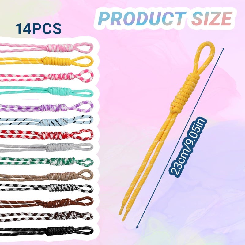 Asofelk 14 Pieces Colorful Paracord Keychain Bag Charms, Braided Rope Key Chain Backpack Handbag Decoration Accessories Paracord Bag Rope Keychain for Purse - Image 2