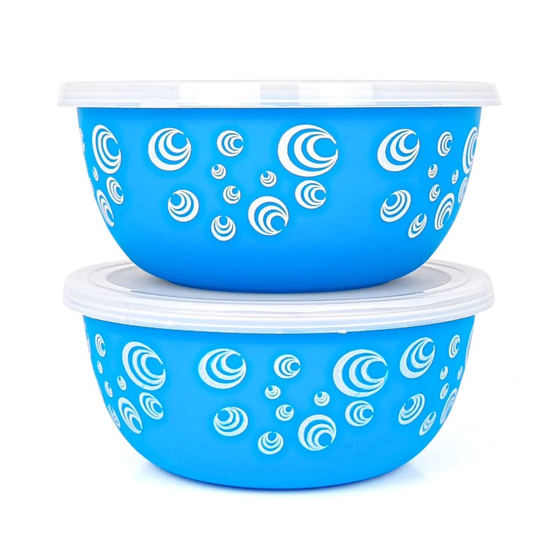 Zaib Stainless Steel Microwave Safe Bowl with lid | Food Storage Container for Kitchen Capacity 750 ML (2 Pcs - Blue Spiral) - Image 5