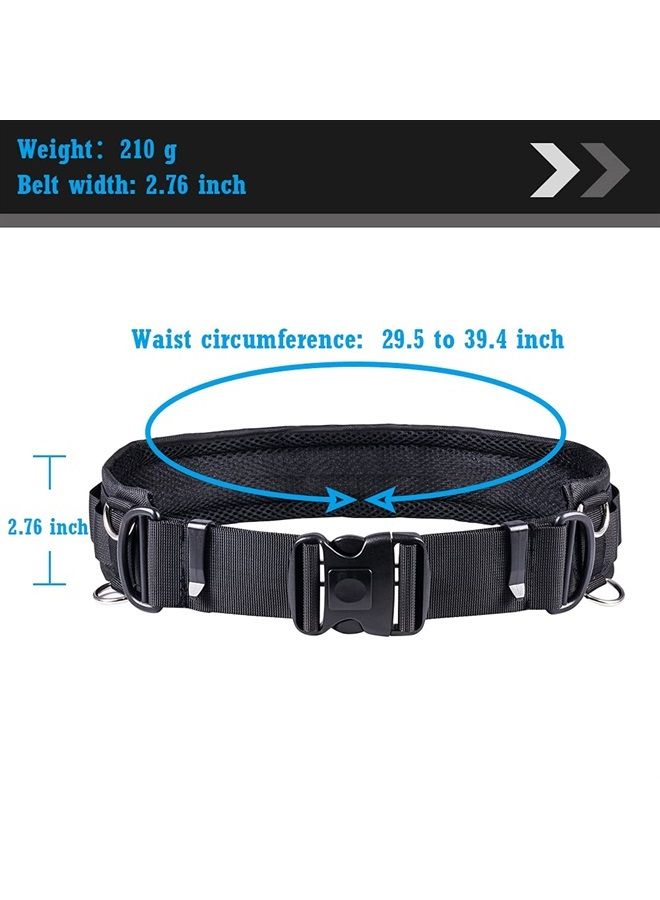 VisionKids Multi-Function Utility Belt Camera Waist Belt Adjustable 8XD-Rings for Hanging Tripod, Flashlight, Water Bottle or Photography Accessories Fit for Outdoor Photographer Universal Pack Strap  - Image 2