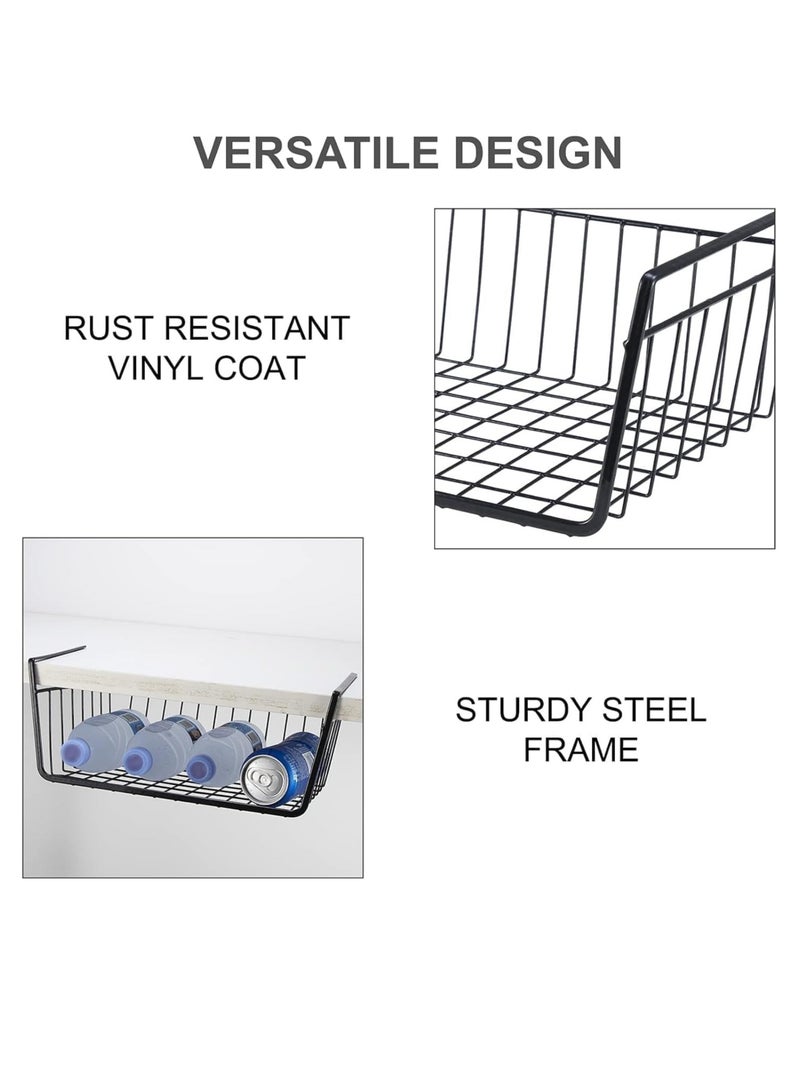 ECVV 1Pcs Kitchen Under Shelf Storage Cabinet Basket Large Lightweight Metal Organizer Rack 40 X 26 X 14 cm (White) - Image 5