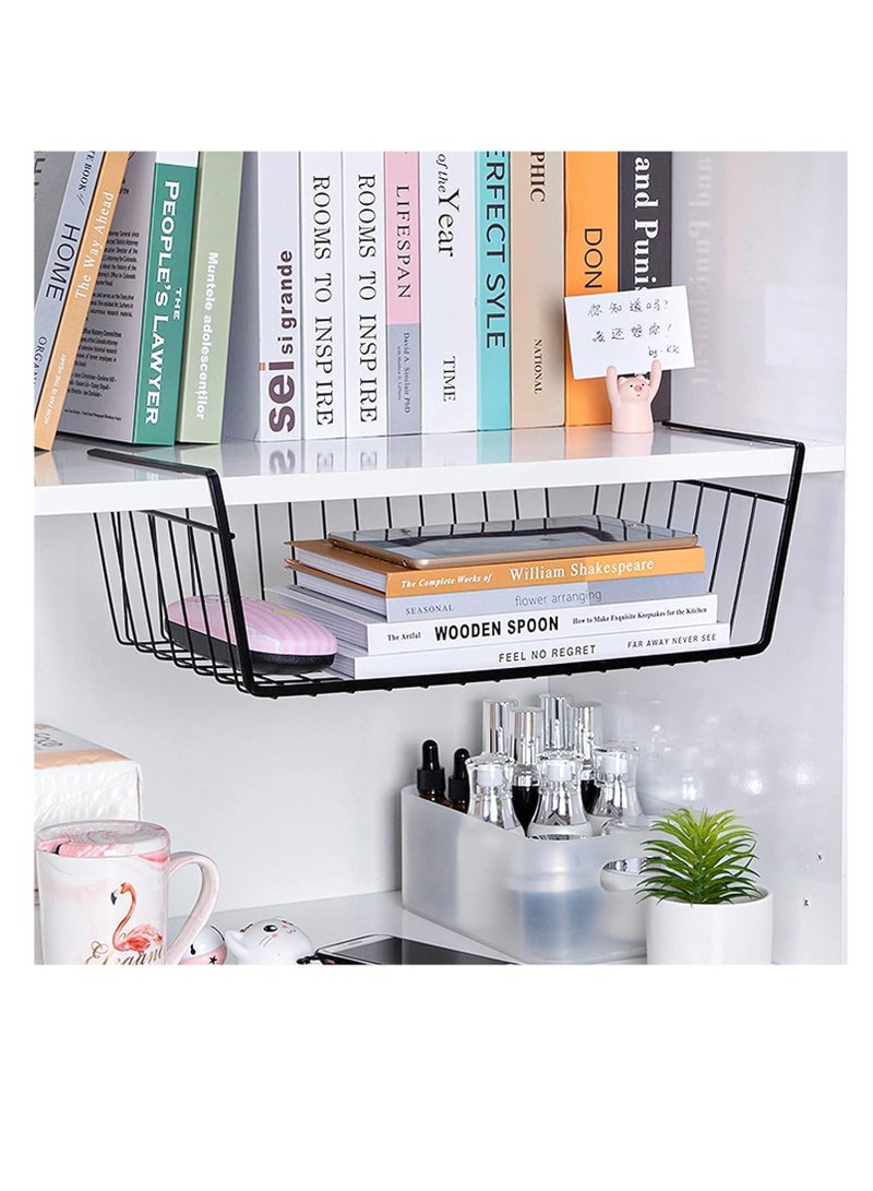 ECVV 1Pcs Kitchen Under Shelf Storage Cabinet Basket Large Lightweight Metal Organizer Rack 40 X 26 X 14 cm (White) - Image 3