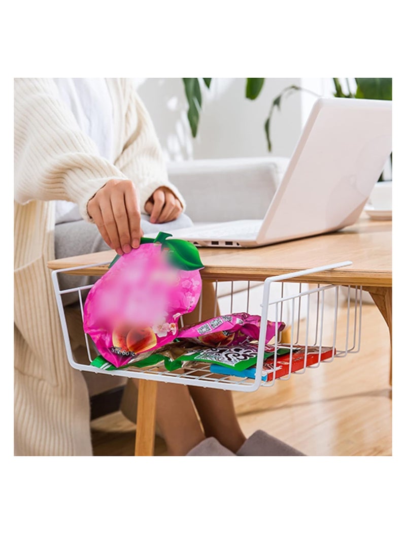 ECVV 1Pcs Kitchen Under Shelf Storage Cabinet Basket Large Lightweight Metal Organizer Rack 40 X 26 X 14 cm (White) - Image 4