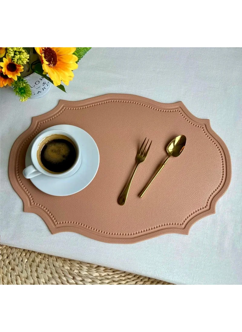 كويزيرا European Retro-Style Oval Leather Table Mat Set (6-Pack) – Waterproof & Heat-Insulated