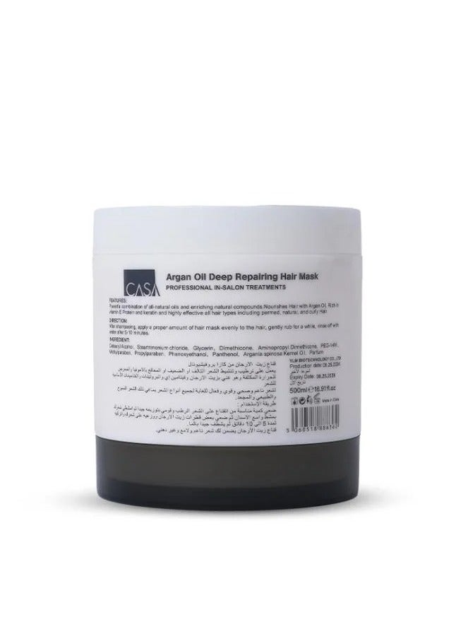 Casa Argan Oil Deep Repairing Hair Mask - Professional In-Salon Treatments - 500 ml - Image 2