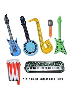 Max Fun Max Fun Inflatable Rock Star Toy Set, 30 PCS 80s 90s Party Decorations Inflatable Party Props Musical Instrument Blow up Guitar Inflate Rock Band for Carnival Party Favors Rock and Roll Party Supplies  - Image 2