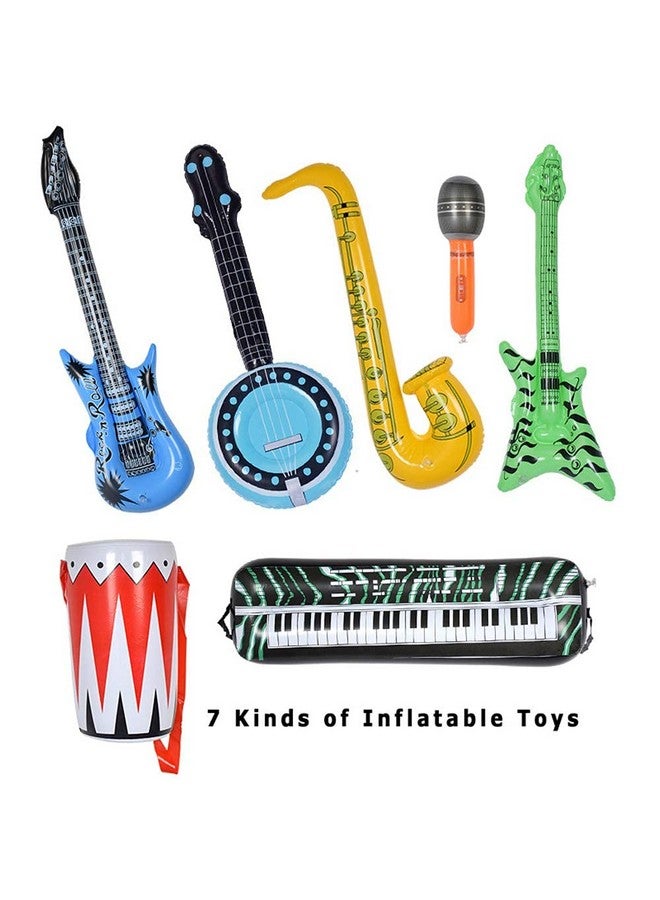 ماكس فن مجموعة ألعاب نجم الروك القابل للنفخ من ماكس فن، 30 قطعة من ديكورات حفلات الثمانينيات والتسعينيات، أدوات حفلات قابلة للنفخ، آلة موسيقية قابلة للنفخ، جيتار قابل للنفخ، فرقة روك لحفلات الكرنفال، لوازم حفلات الروك آند رول - Image 2
