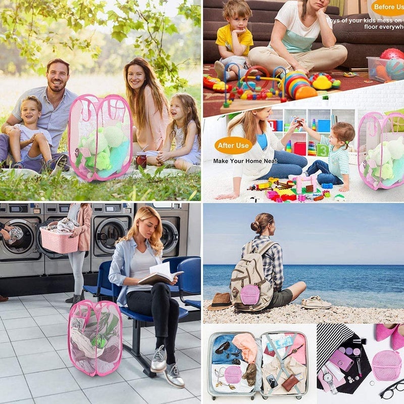 A CUBE LUXURY SOLUTIONS A Cube Luxury Solutions Laundry Basket Sturdy Material Durable HandlesNetted Lightweight Laundry Bag for Home Dorms Hostel Toy Storage Clothes Multicolor Print Size 25 Ltr  - Image 2