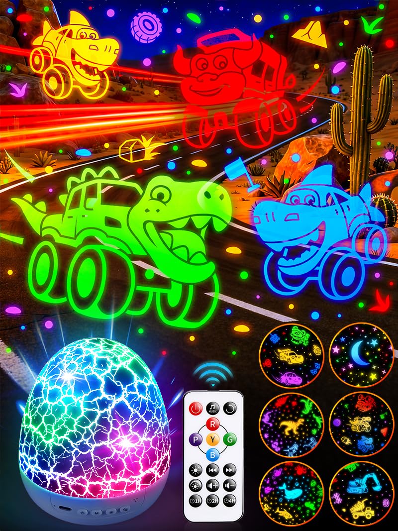 PIKOY Beast Truck Toys 【15 Sounds & 6 Films】 Dinosaur Toy Trucks for Boys Age 3-7 [31 Colors & Remote Control] Dinosaur Toys for Kids 3-5 Egg Light for Nursery Egg Night Light for Kids Boy Toys for Boys - Image 1