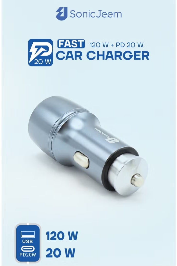 سونيك جيم AE-سونيك جيم شاحن سيارة سوبر ستييل فاست شارجينج بقوة 120 واط بمنفذين PD TYPE-C-USB الأقوى على الاطلاق - Image 4