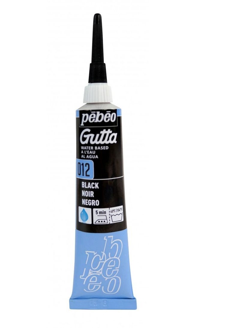 Pebeo Setasilk Silk Painting Water-Based Gutta Tube, 20 ml Black - Image 1