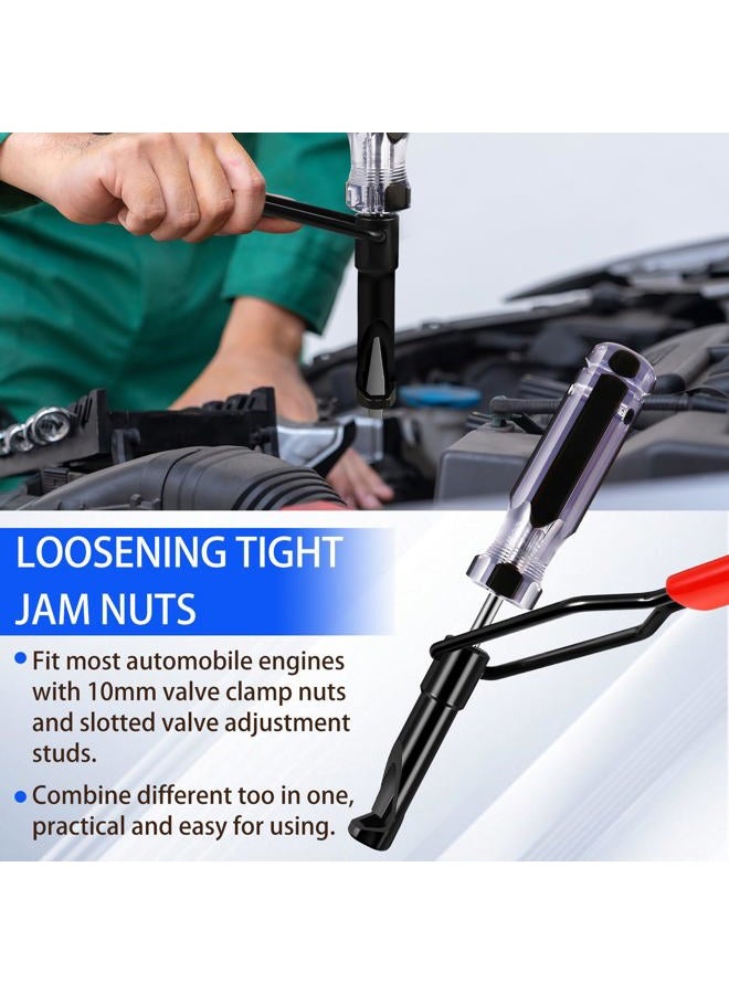 lizenoz Valve Lash Adjustment Tool with Angled Feeler Gauge, Compatible with Honda, Toyota, Nissan, and Other Japanese Vehicle Engines, 10mm Jam Nut Valve Adjustment Tool with Slotted Valve Adjusting Stud - Image 4