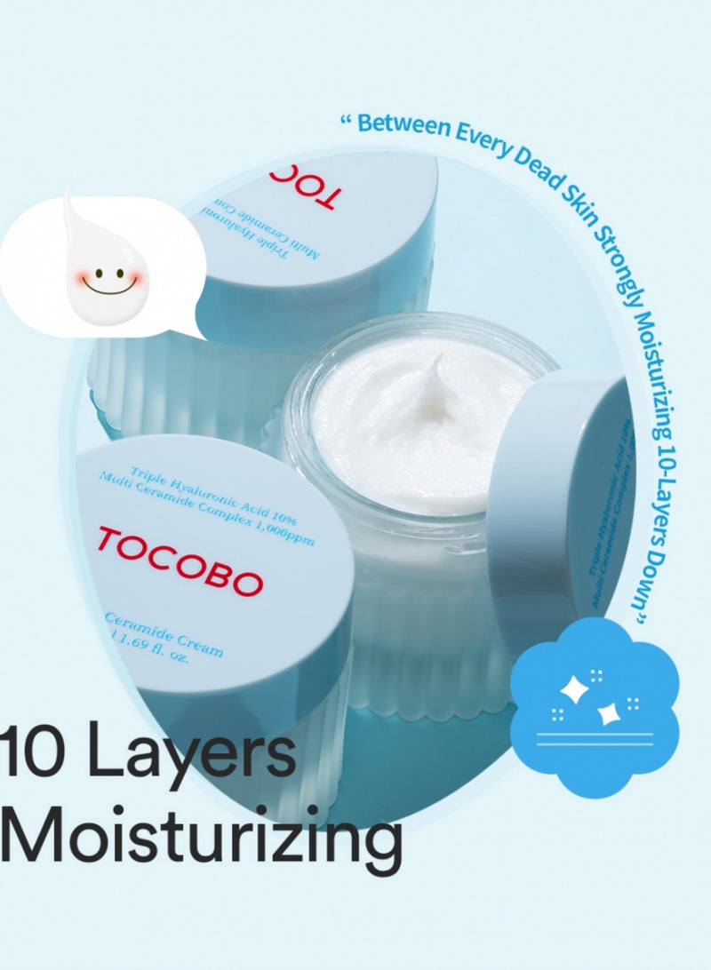 TOCOBO Multi Ceramide Cream 50ml – Moisturizing Cream with Ceramides for Sensitive Skin – Korean Skincare with Natural Ingredients – Cruelty-Free, Vegan - Image 5
