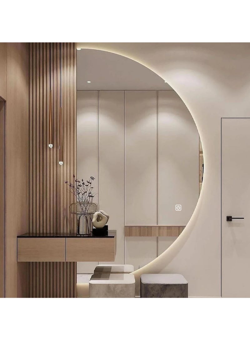 Semi Circle LED Mirror, 205x100cm Half Moon Smart Vanity Mirror, Special Shape Wall Mounted Frameless Mirror With Touch button, Backlit,Very Long Size Mirror, Best, for Home, Corporate,Hoteland Salon  - Image 3