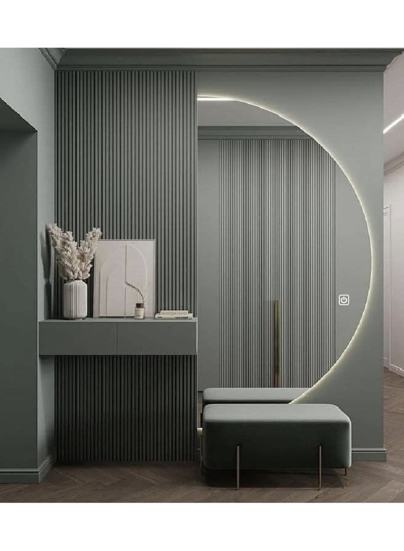 Semi Circle LED Mirror, 205x100cm Half Moon Smart Vanity Mirror, Special Shape Wall Mounted Frameless Mirror With Touch button, Backlit,Very Long Size Mirror, Best, for Home, Corporate,Hoteland Salon  - Image 5