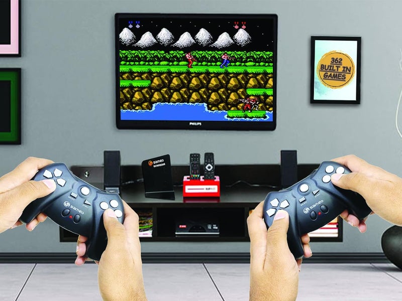 Sameo وحدة تحكم ألعاب ULTRAZONE اللاسلكية 8 بت للتلفاز مع عصا تحكم لاسلكية 2 | 362 لعبة مدمجة | مثالية للبالغين والأطفال والأولاد والبنات | ضمان 6 أشهر (أسود) - Image 3