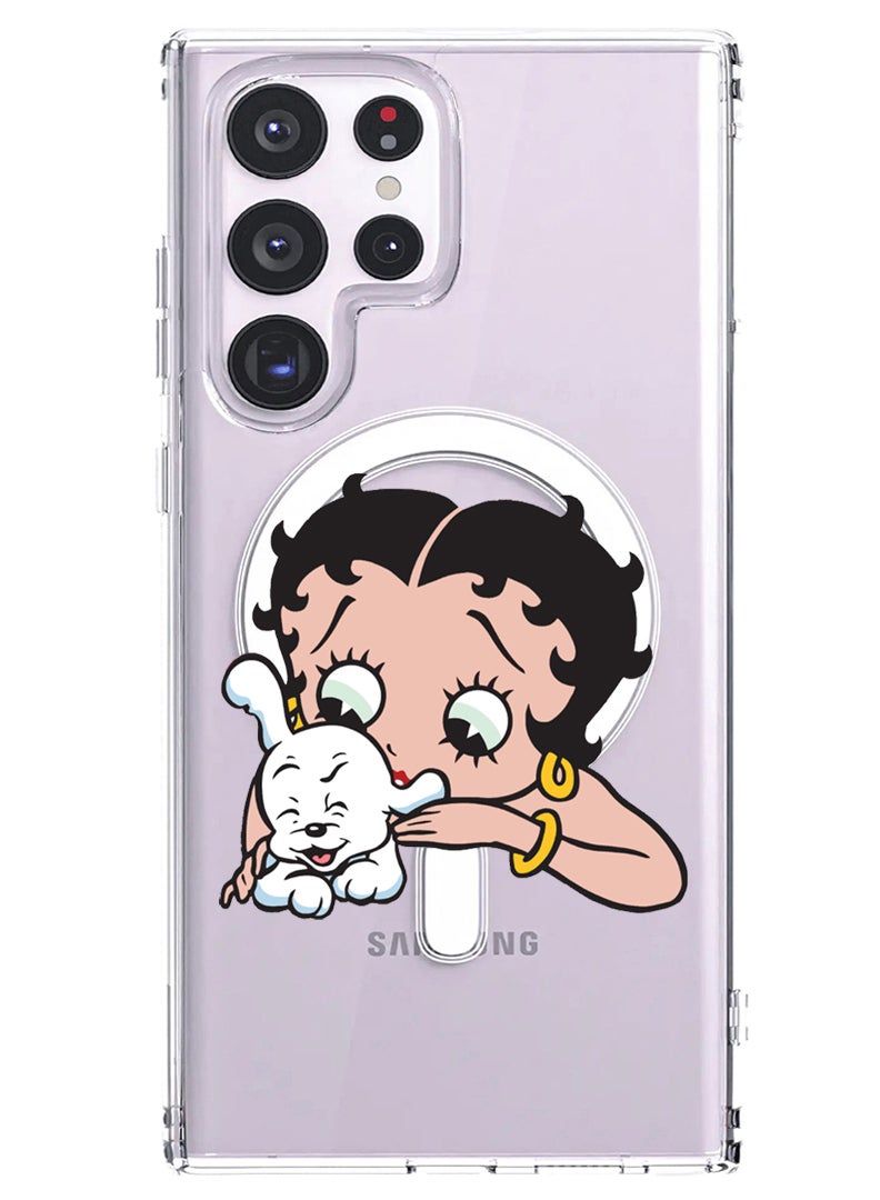 Theodor Magnetic Case for Samsung Galaxy S23 Ultra 6.8-inch Compatible with MagSafe Wireless Charging, Shockproof Phone Bumper Cover Betty Boop with dog - Image 1