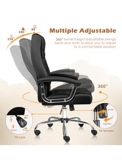 AnneFish Executive Office Chair Adjustable Leather Chair High Back Swivel Office Desk Chair with Padded Armrest Spring Seat Computer Desk Chair for Home Office  - Image 5