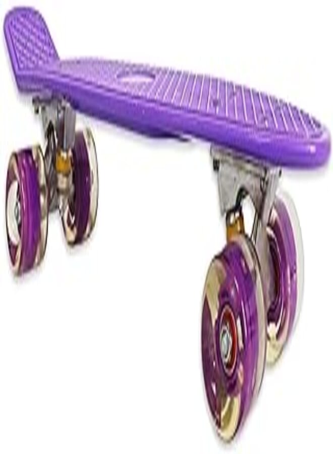 Sporty Skateboard 22 inch long with flashing wheels - purple