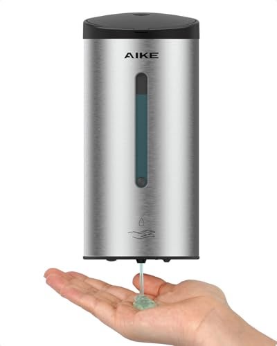 AIKE Automatic Wall Mount Liquid Soap Dispenser Commercial Stainless Steel with 25oz Large Capacity Save Time Effort and CostModel AK1205Brushed - Image 1