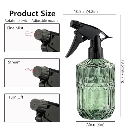 KCKHFA Glass Plant Misters for Inside, 13.5 oz Mister Spray Bottle for Plants, Spring Gardening, Cleaning, Hair, Pets Care with Adjustable Nozzle - Image 2