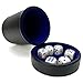 Luck Lab Black Leather Dice Cup with Lid Including 6 Matching Pearl Dice Blue Velvet Interior for Quiet Shaking Use for Liars Dice Farkle Yahtzee Board Games Black - Image 2