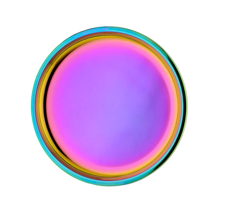 Ahimsa Stainless Steel Kids Plates, 9" Colorful Stainless Steel Plate, Pediatrician Designed & Non Toxic, Unbreakable, Dishwasher Safe, Rainbow - Image 1