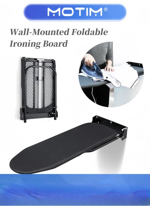 Wall-Mounted Foldable Ironing Board 92 x 31cm Fold Down Ironing Board with Heat Resistant Cover Retractable Space-Saving Iron Table for Home Apartment and Dorms Easy-Release Lever