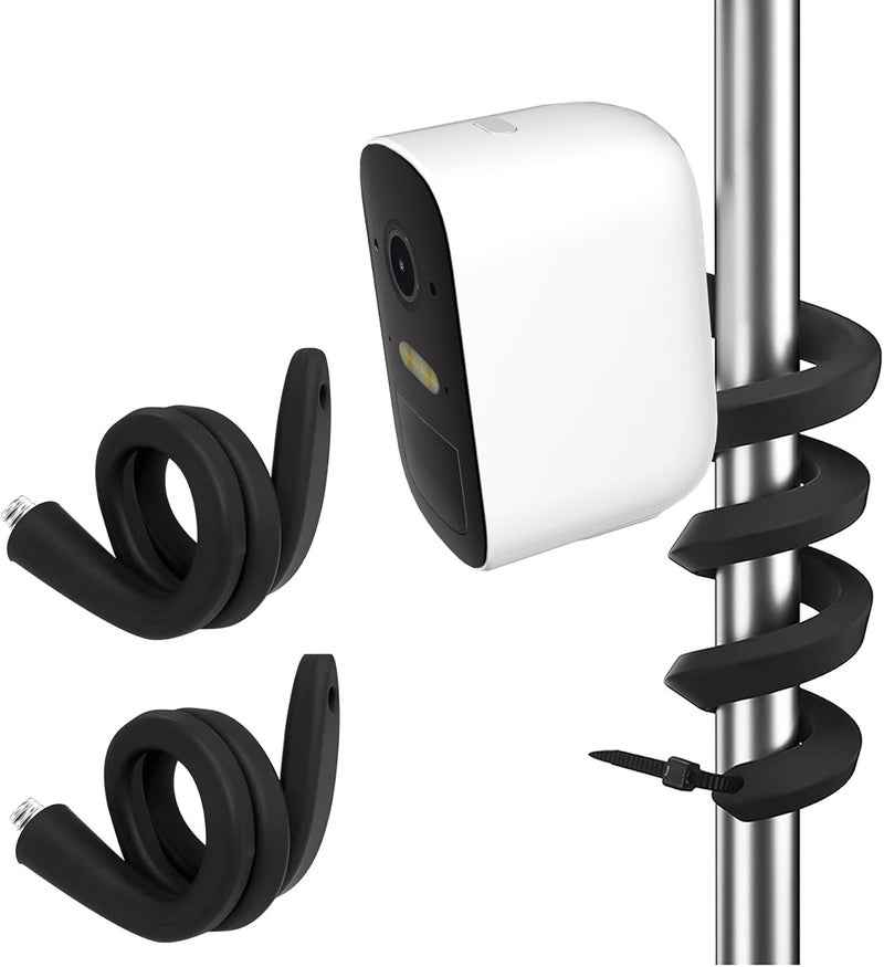 أوكيميو حامل قابل للتعديل بالتواء لكاميرات eufyCam 2C/2C Pro/SoloCam S220/SoloCam C210/Arlo Pro 5S/Pro 4/Pro 4/Ultra/Ultra 2/Essential ومعظم الكاميرات ذات الخيط 1/4 بوصة-20، بدون حفر (أسود، 2 قطعة) - Image 1