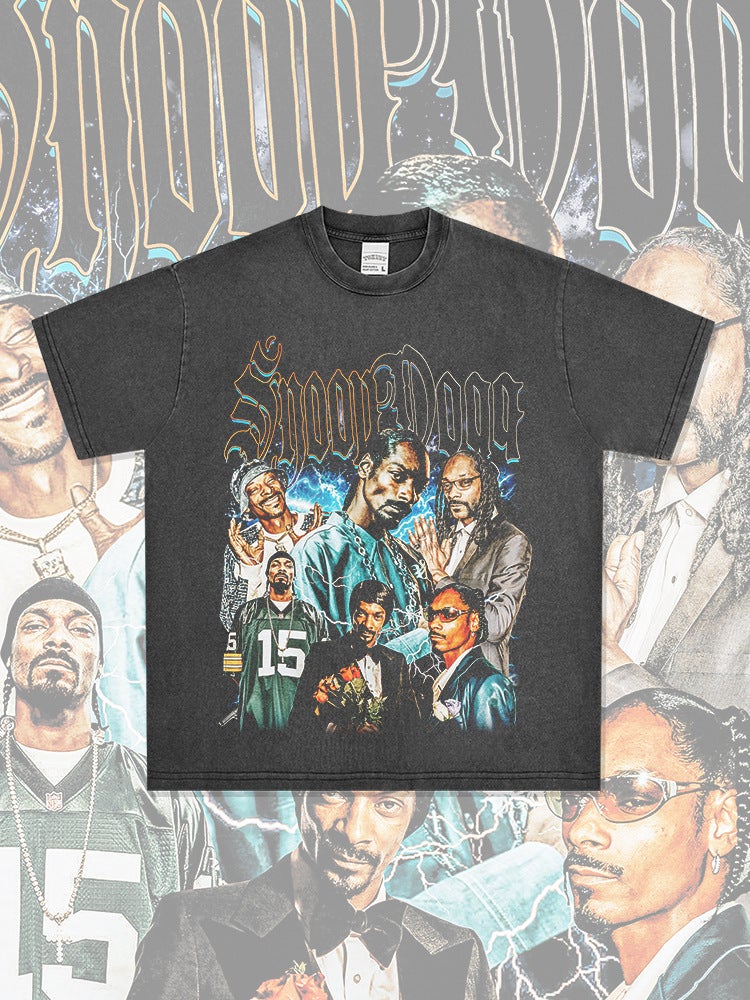 Retro Hip-Hop Snoop Dogg Snoopy Dog ​​Print Short-Sleeved T-Shirt Heavy Round Neck Hooded Sweatshirt - Image 2