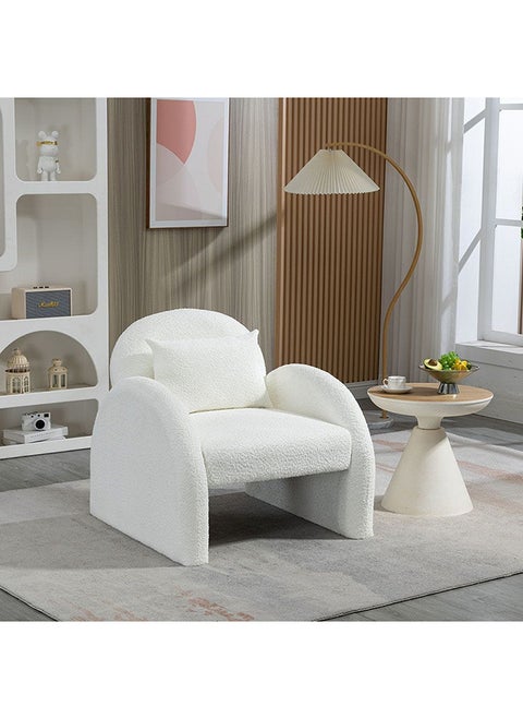 Bergman 1 Seater Fabric Accent Chair Modern Design One Seat Sofas Comfortable Living Room Furniture L 84 x W 84 x H 80 Cm White