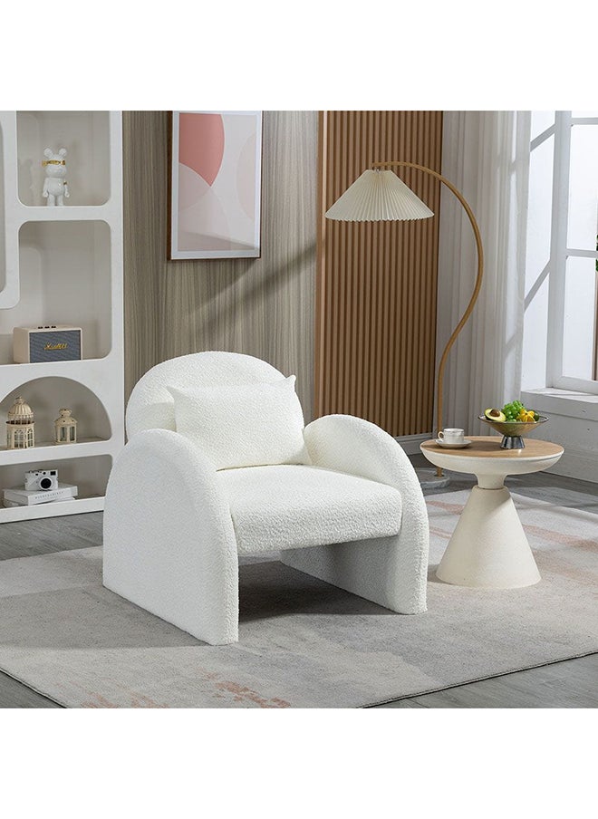 DANUBE HOME Bergman 1 Seater Fabric Accent Chair Modern Design One Seat Sofas Comfortable Living Room Furniture L 84 x W 84 x H 80 Cm White  - Image 1