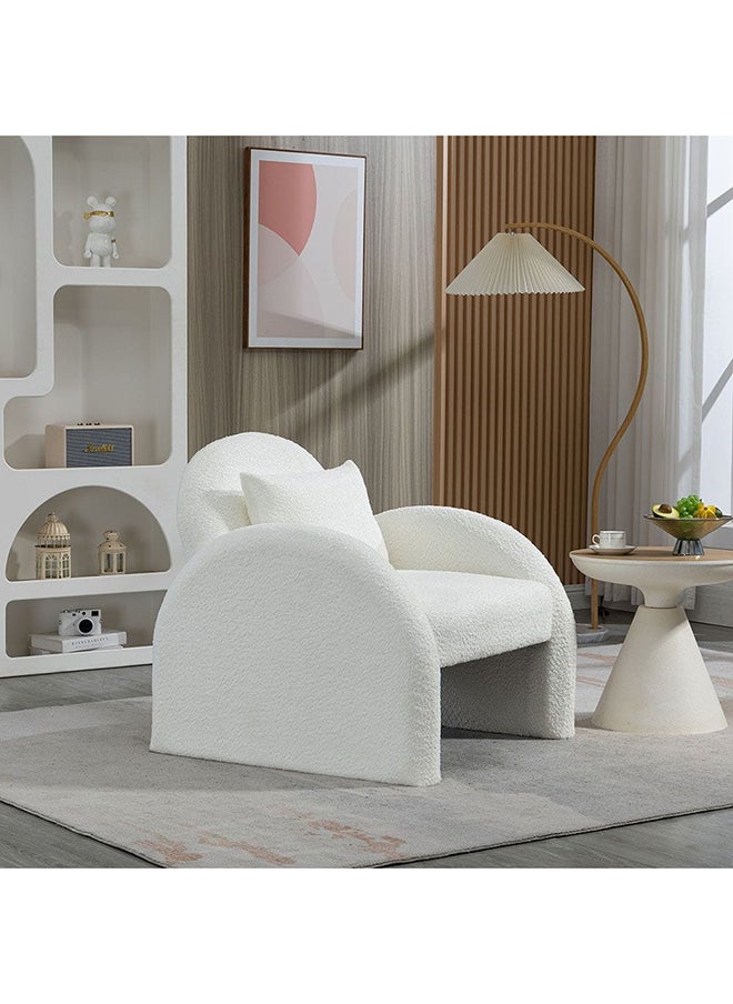 DANUBE HOME Bergman 1 Seater Fabric Accent Chair Modern Design One Seat Sofas Comfortable Living Room Furniture L 84 x W 84 x H 80 Cm White  - Image 3