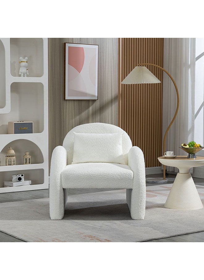 DANUBE HOME Bergman 1 Seater Fabric Accent Chair Modern Design One Seat Sofas Comfortable Living Room Furniture L 84 x W 84 x H 80 Cm White  - Image 2