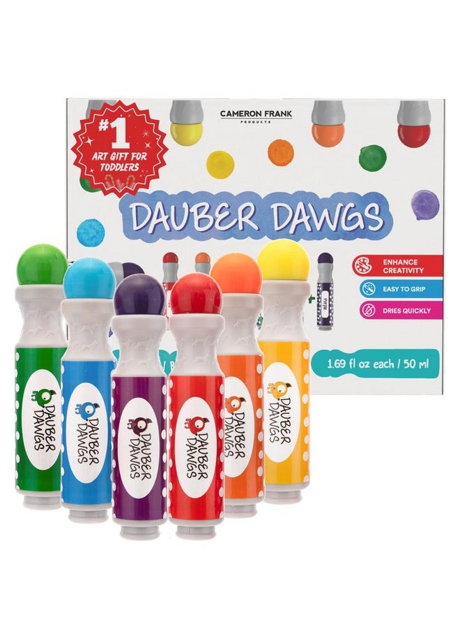 Cameron Frank Products Dauber Dawgs Washable Dot Markers For Toddlers 1-3 - Bingo Markers For Dot Art W/ Pdf Activity Books, Dot Paints Washable For Kids, Bingo Dabbers Dotters & Dobbers, Holiday Gifts Daubers, Dot Painting  - Image 1